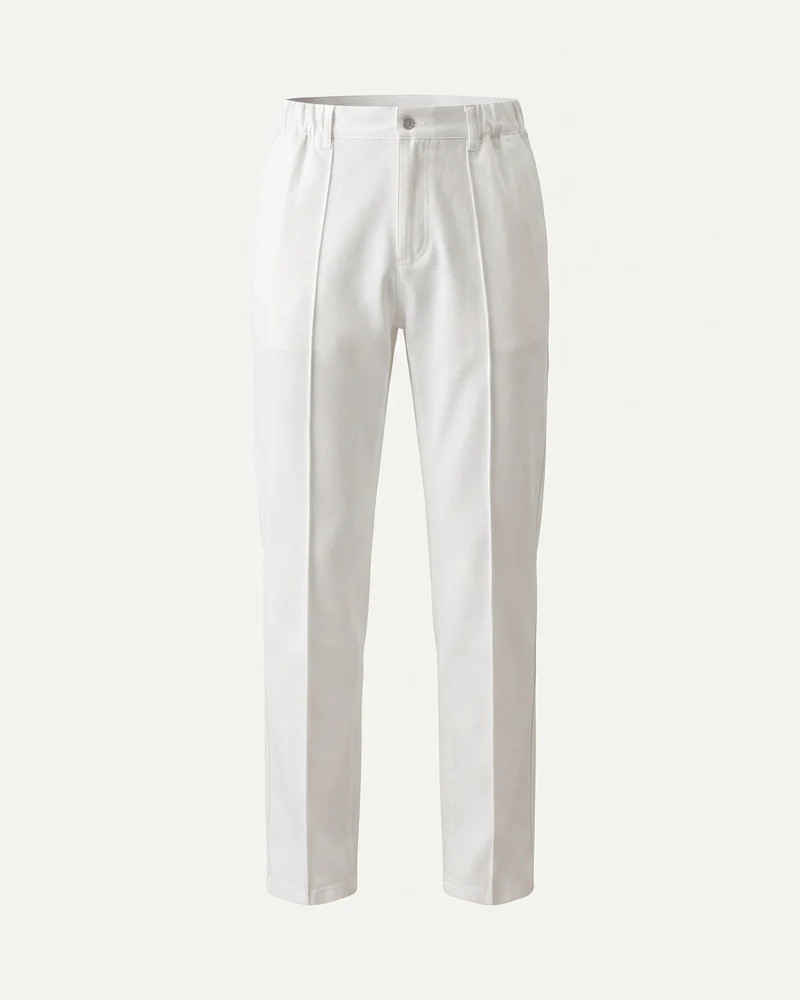 High-Waisted White Straight Leg Cotton Pants