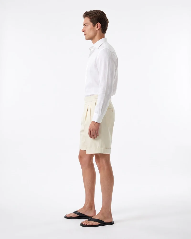 Capri Double Pleated Cotton Summer Shorts