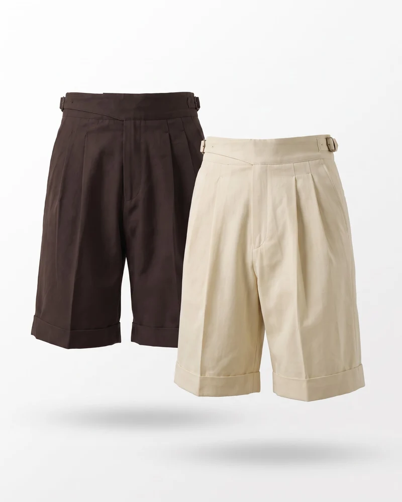 Capri Double Pleated Cotton Summer Shorts
