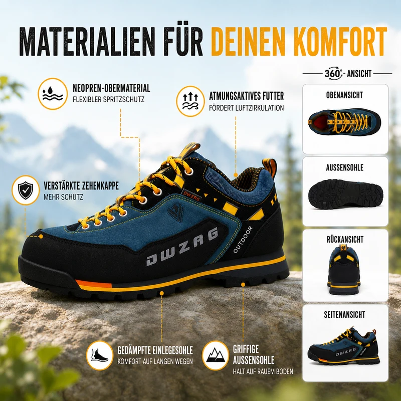 Wasserdichte Herren Wanderschuhe mit robustem Profil