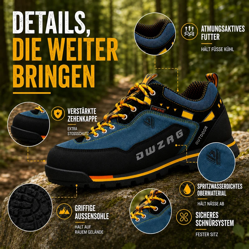 Wasserdichte Herren Wanderschuhe mit robustem Profil