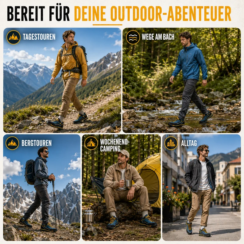 Wasserdichte Herren Wanderschuhe mit robustem Profil