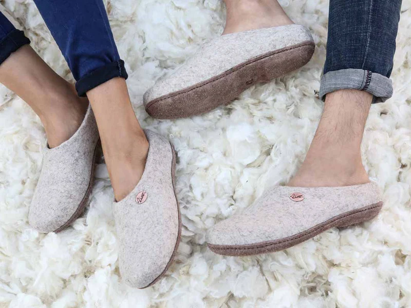 Filzpantoffeln mit Einlagen Classic, beige
