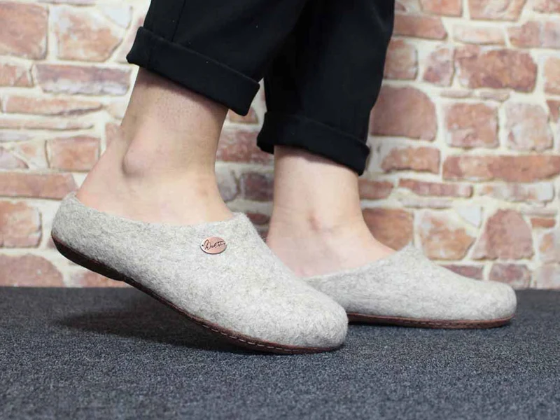 Filzpantoffeln mit Einlagen Classic, beige