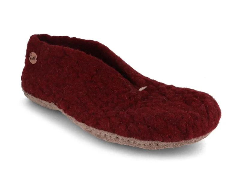 Woolies handgewebte Hausschuhe, bordo