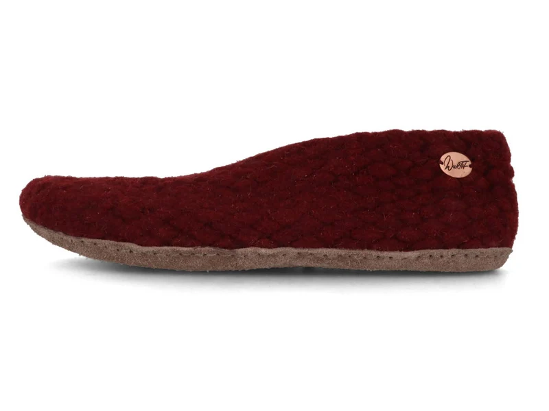 Woolies handgewebte Hausschuhe, bordo