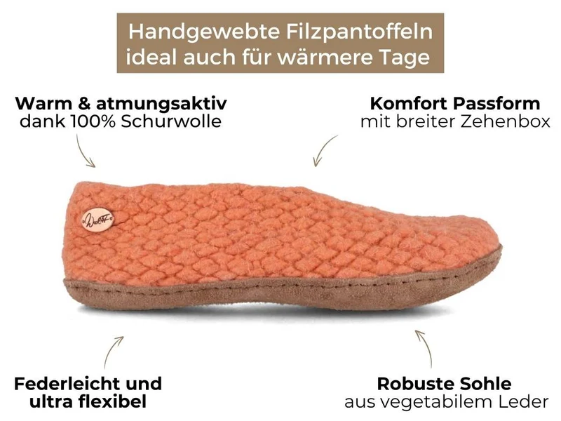Woolies handgewebte Hausschuhe, apricot