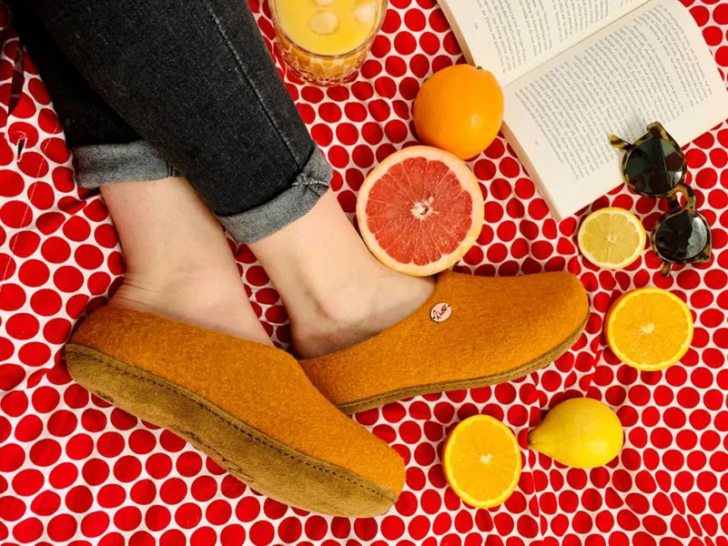 Filzpantoffeln mit Einlagen Classic, orange