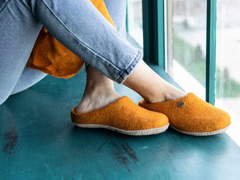 Filzpantoffeln mit Einlagen Classic, orange