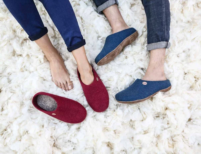 Filzpantoffeln mit Einlagen Classic, blau