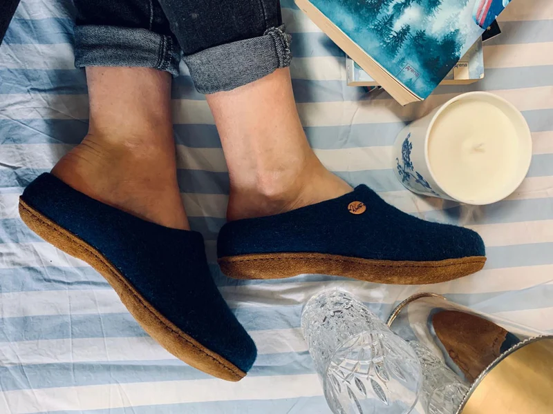 Filzpantoffeln mit Einlagen Classic, blau