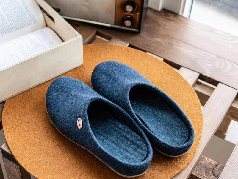 Filzpantoffeln mit Einlagen Classic, blau