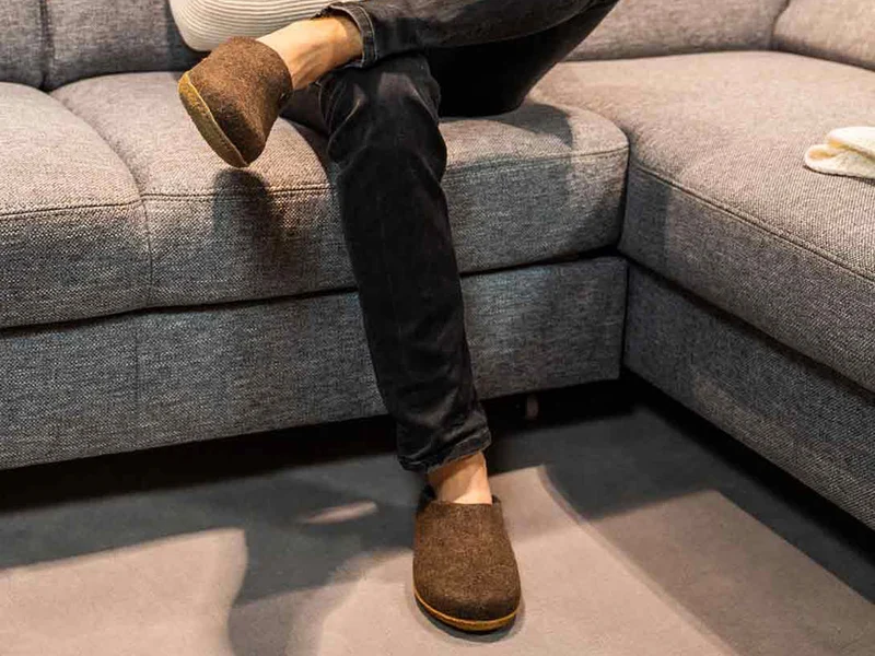 Filzpantoffeln mit Einlagen Classic, braun