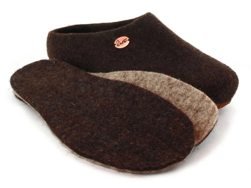 Filzpantoffeln mit Einlagen Classic, braun