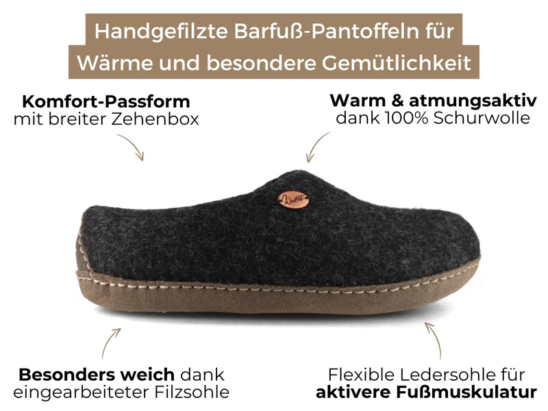 Barfuß-Hausschuh Footprint, graphit
