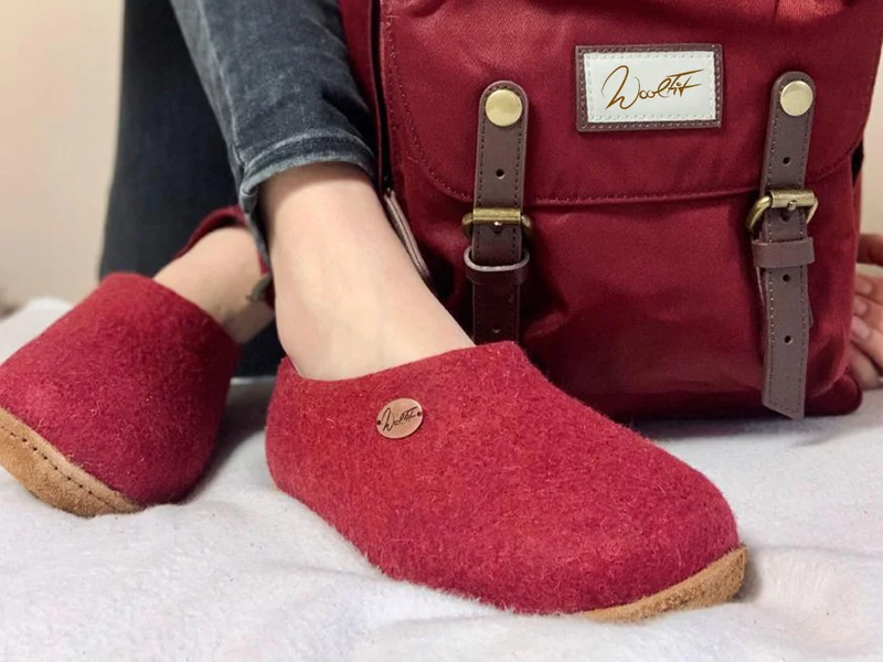 Filzpantoffeln mit Einlagen Classic, dunkelrot