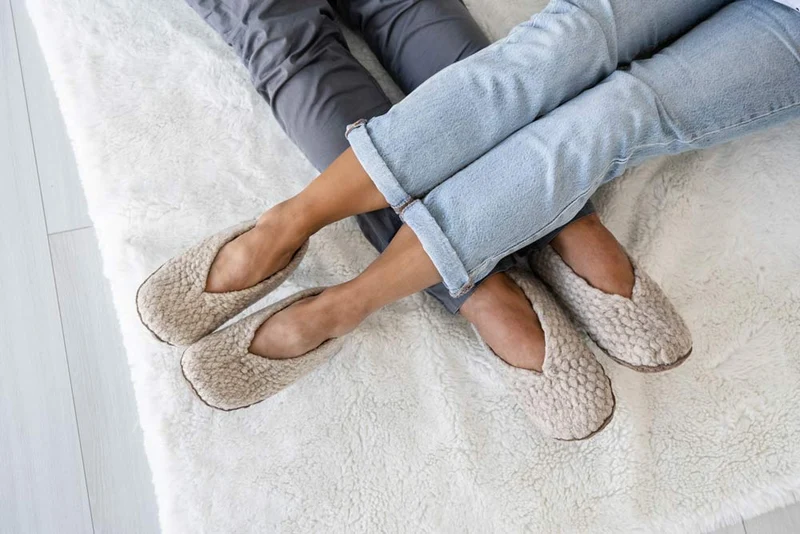 Woolies handgewebte Hausschuhe, beige