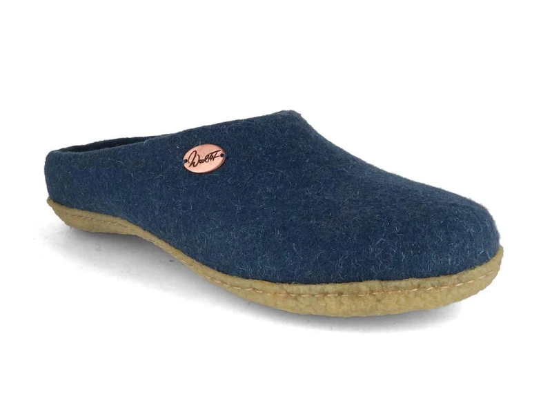 Filzpantoffeln mit Einlagen & Gummisohle Classic, blau