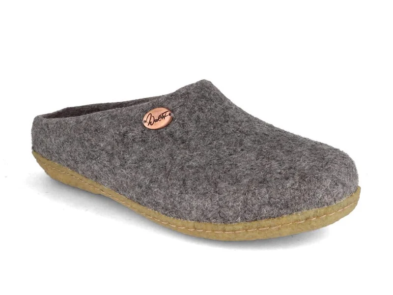 Filzpantoffeln mit Einlagen & Gummisohle Classic, hellgrau