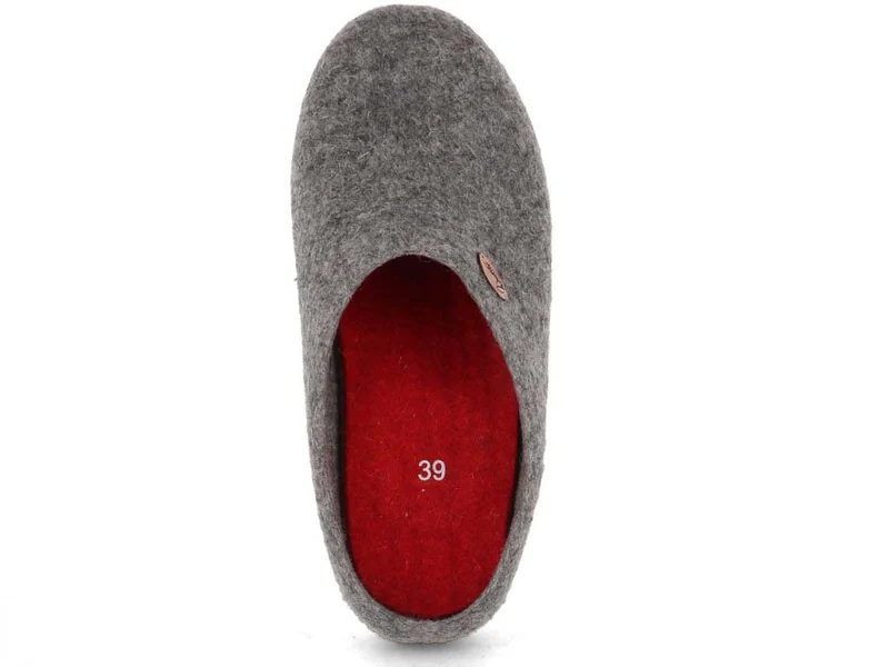 Filzpantoffeln mit Einlagen & Gummisohle Classic, hellgrau