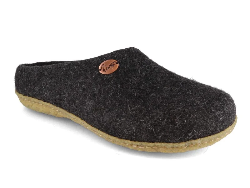 Filzpantoffeln mit Einlagen & Gummisohle Classic, graphit