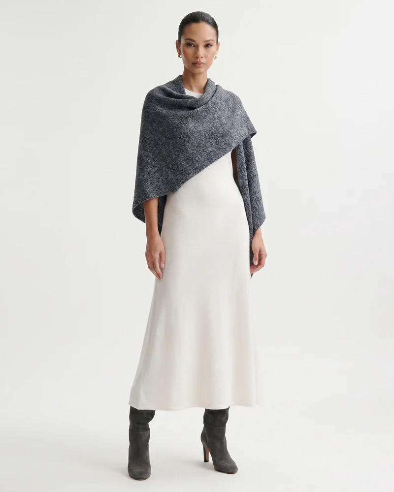 Kira Cashmere Thickened Knit Triangle Shawl