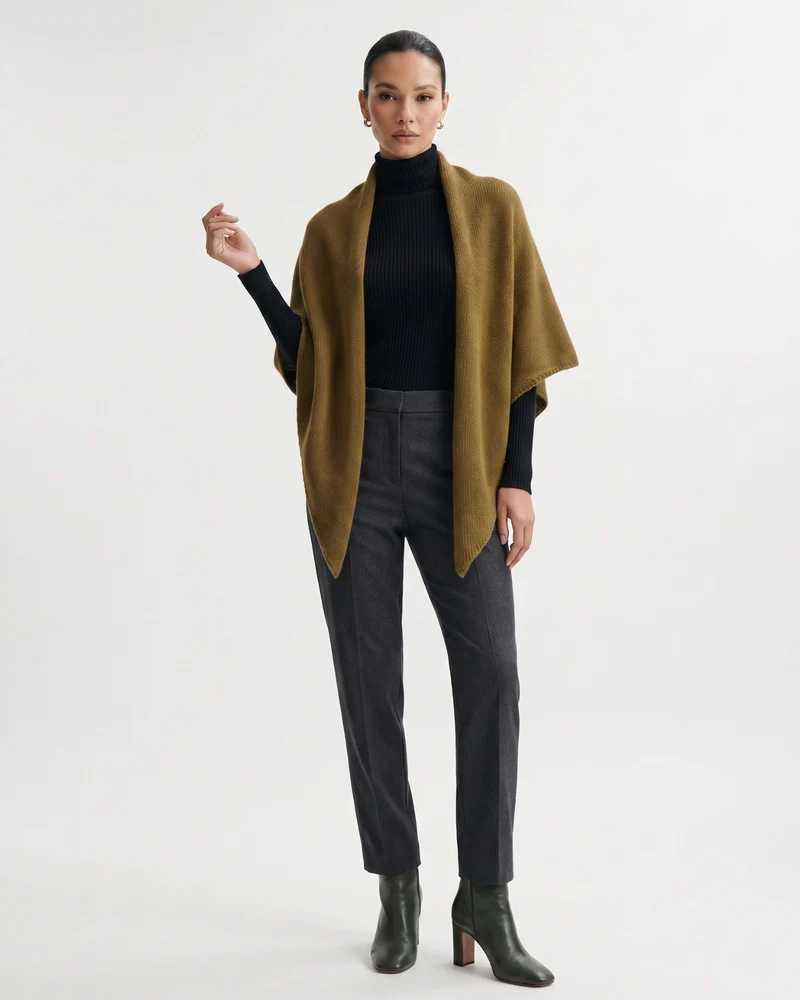 Kira Cashmere Thickened Knit Triangle Shawl