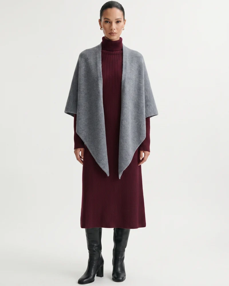 Kira Cashmere Thickened Knit Triangle Shawl
