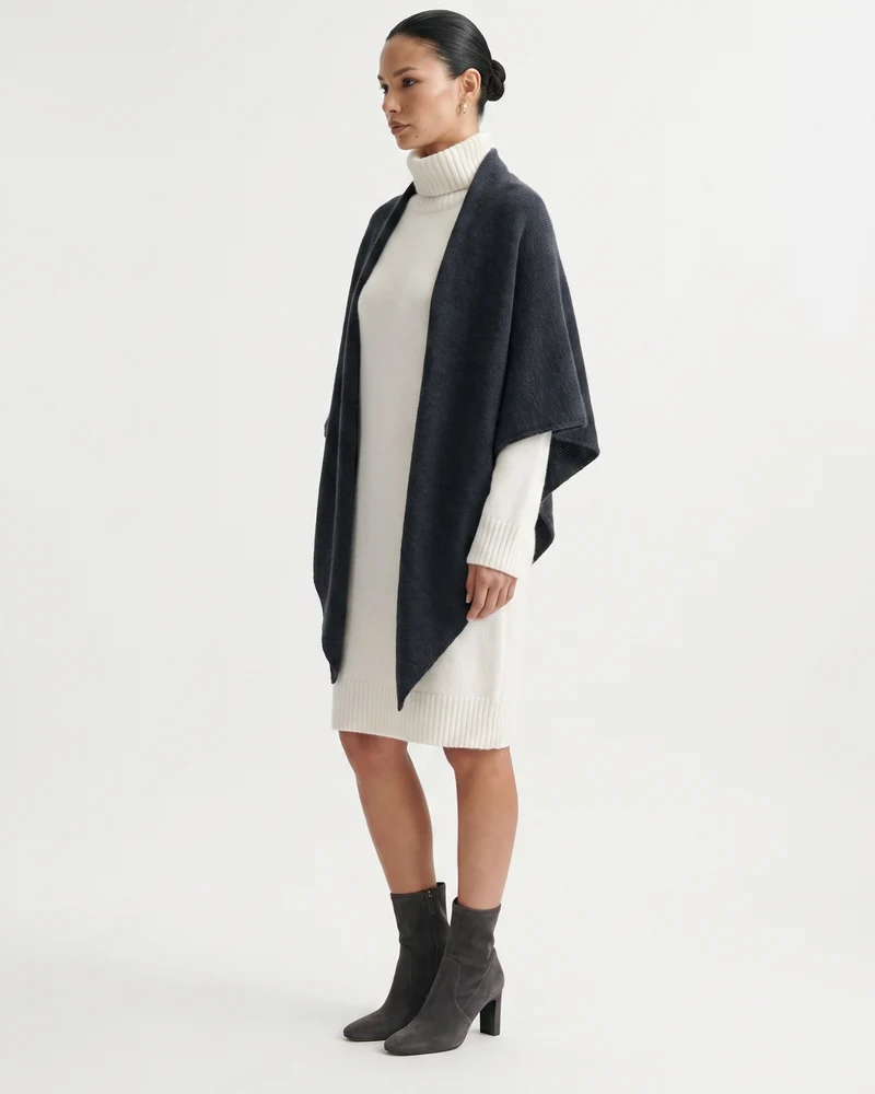 Kira Cashmere Thickened Knit Triangle Shawl
