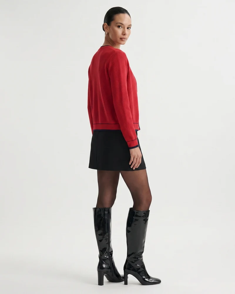 Cashmere Pearl Crewneck Knitted Cardigan