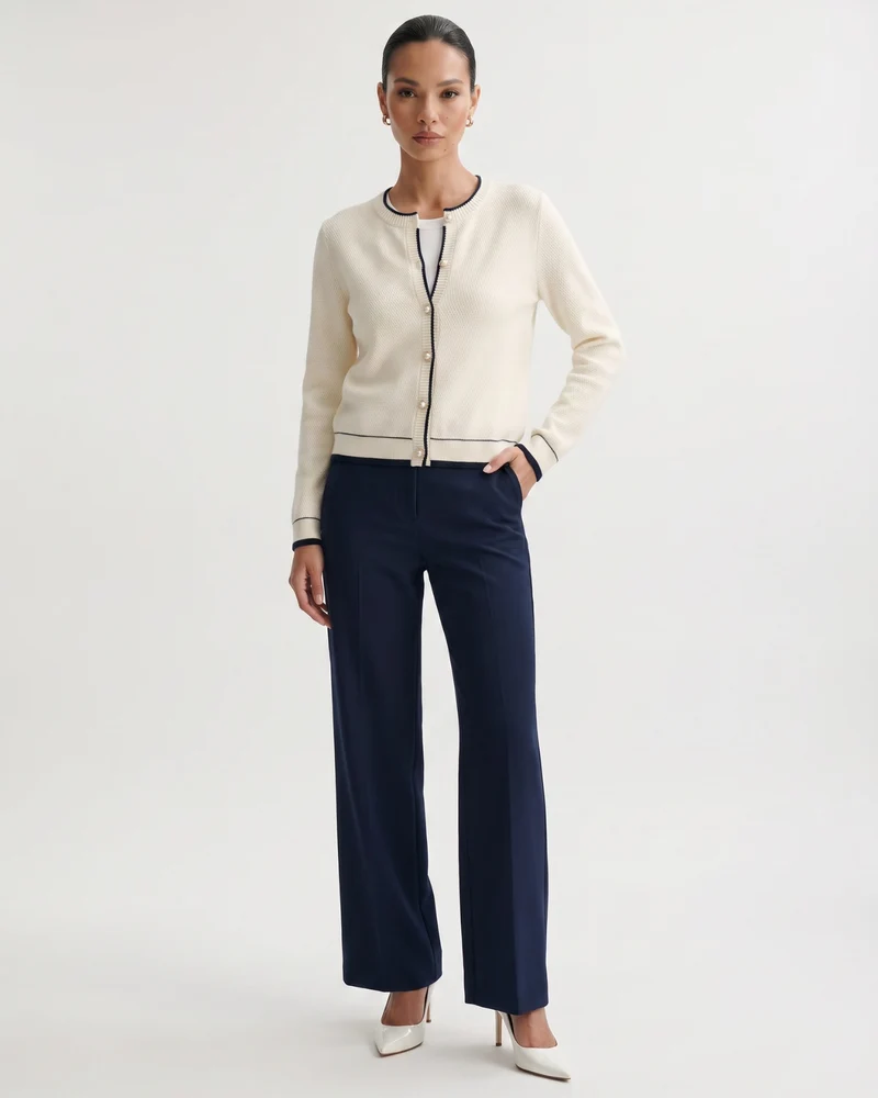 Cashmere Pearl Crewneck Knitted Cardigan