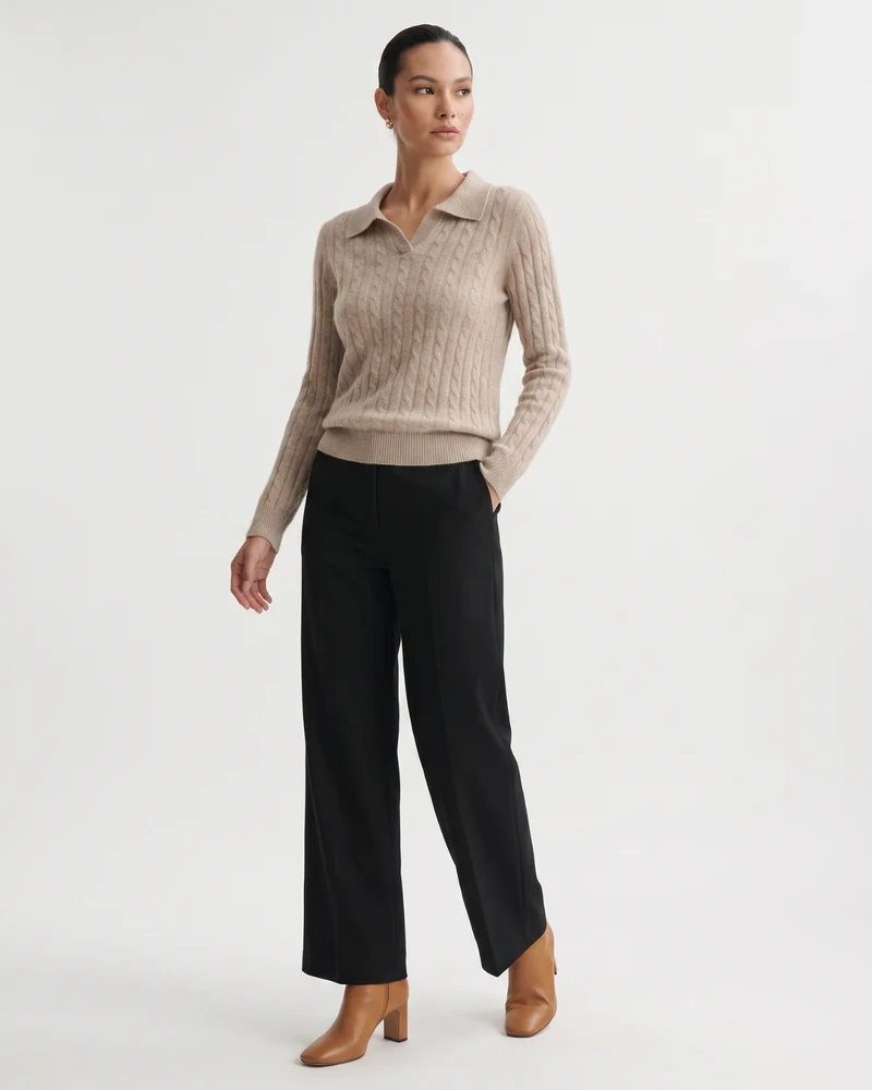 Kira Cashmere Polo Sweater