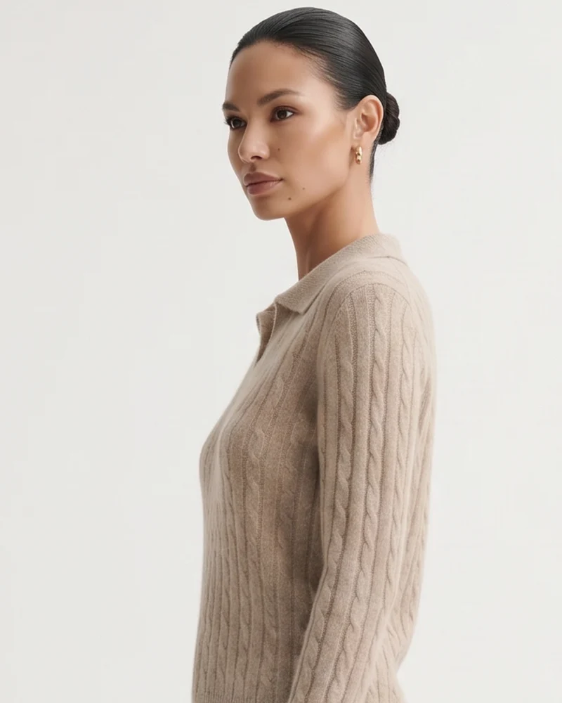 Kira Cashmere Polo Sweater