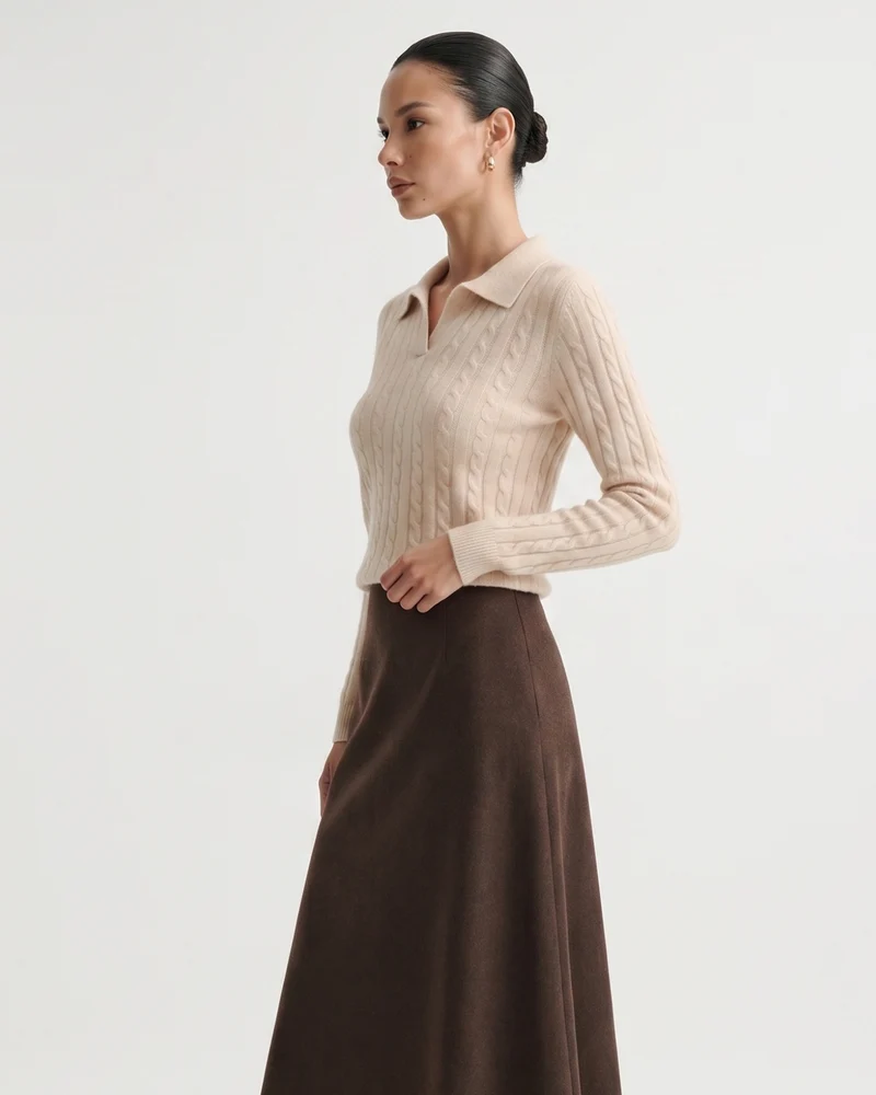 Kira Cashmere Polo Sweater
