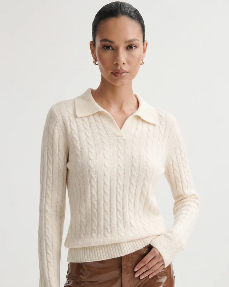 Kira Cashmere Polo Sweater