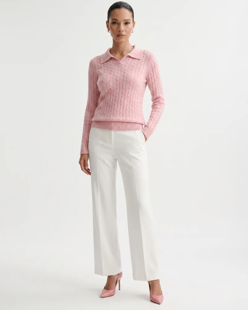 Kira Cashmere Polo Sweater