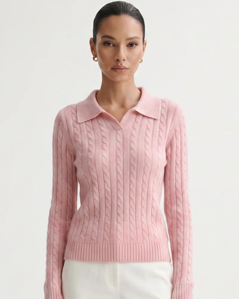 Kira Cashmere Polo Sweater