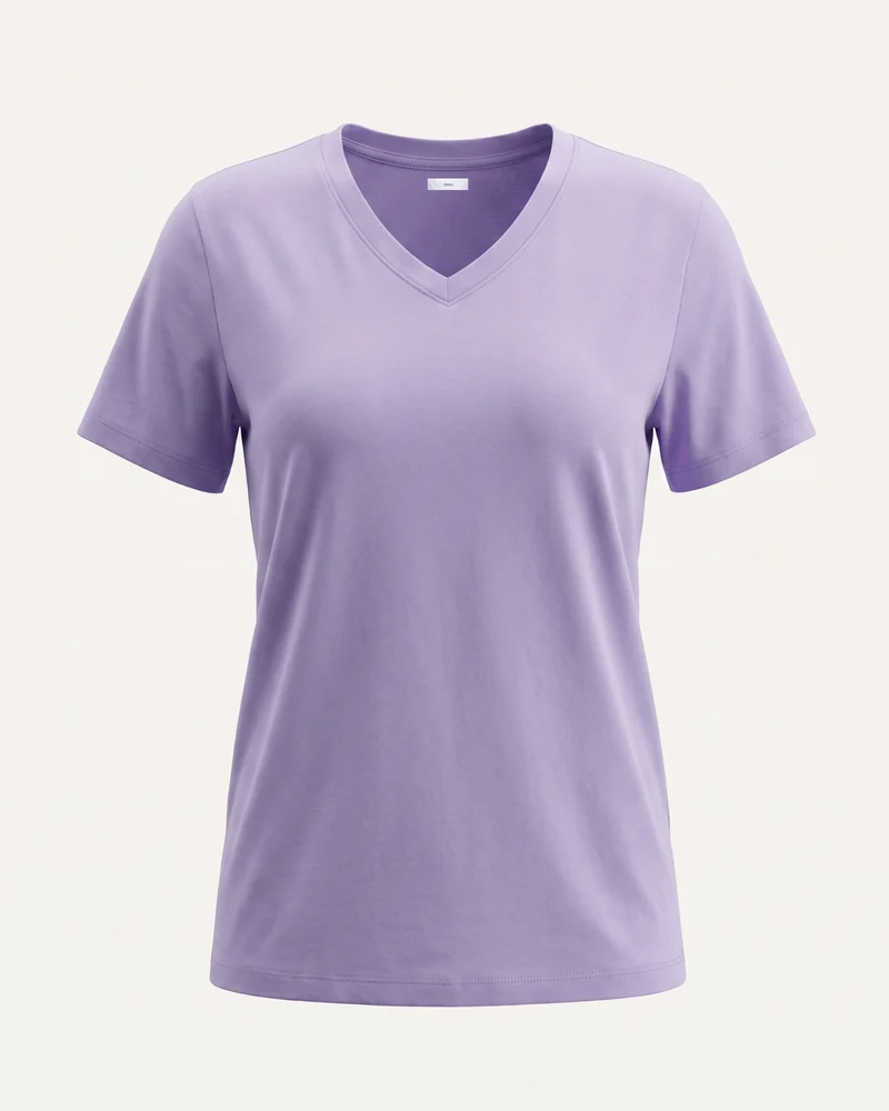 High-end Mercerized Cotton Woman V- Neck T-Shirt