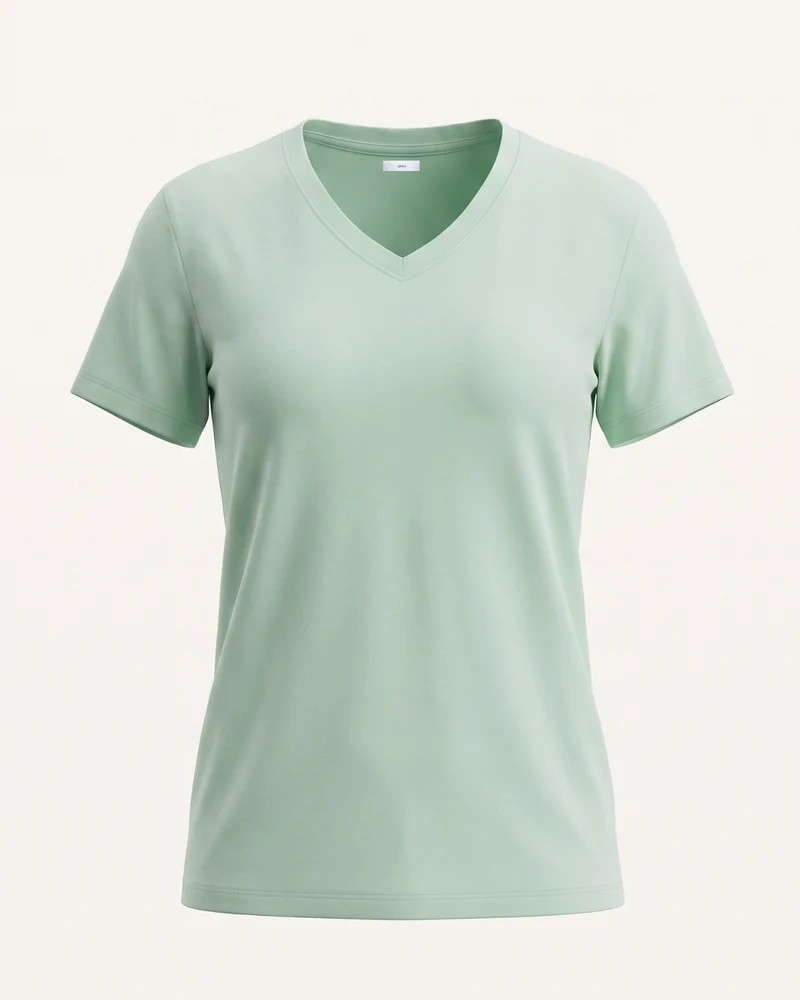 High-end Mercerized Cotton Woman V- Neck T-Shirt