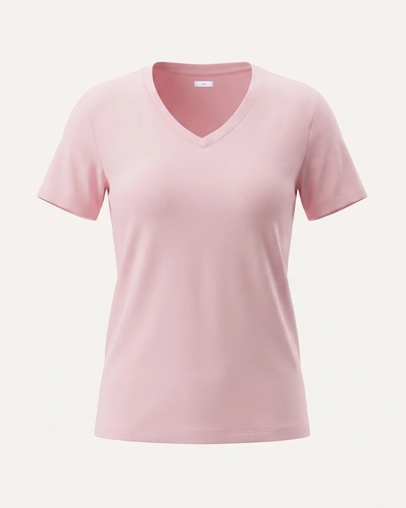 High-end Mercerized Cotton Woman V- Neck T-Shirt