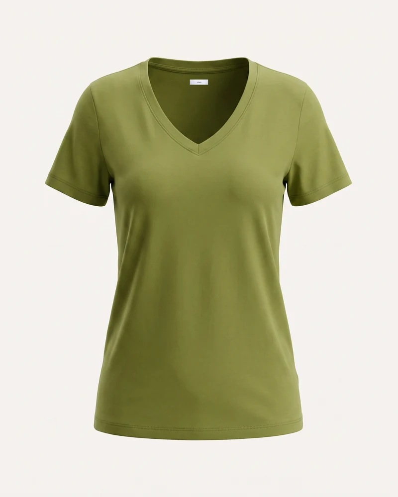 High-end Mercerized Cotton Woman V- Neck T-Shirt