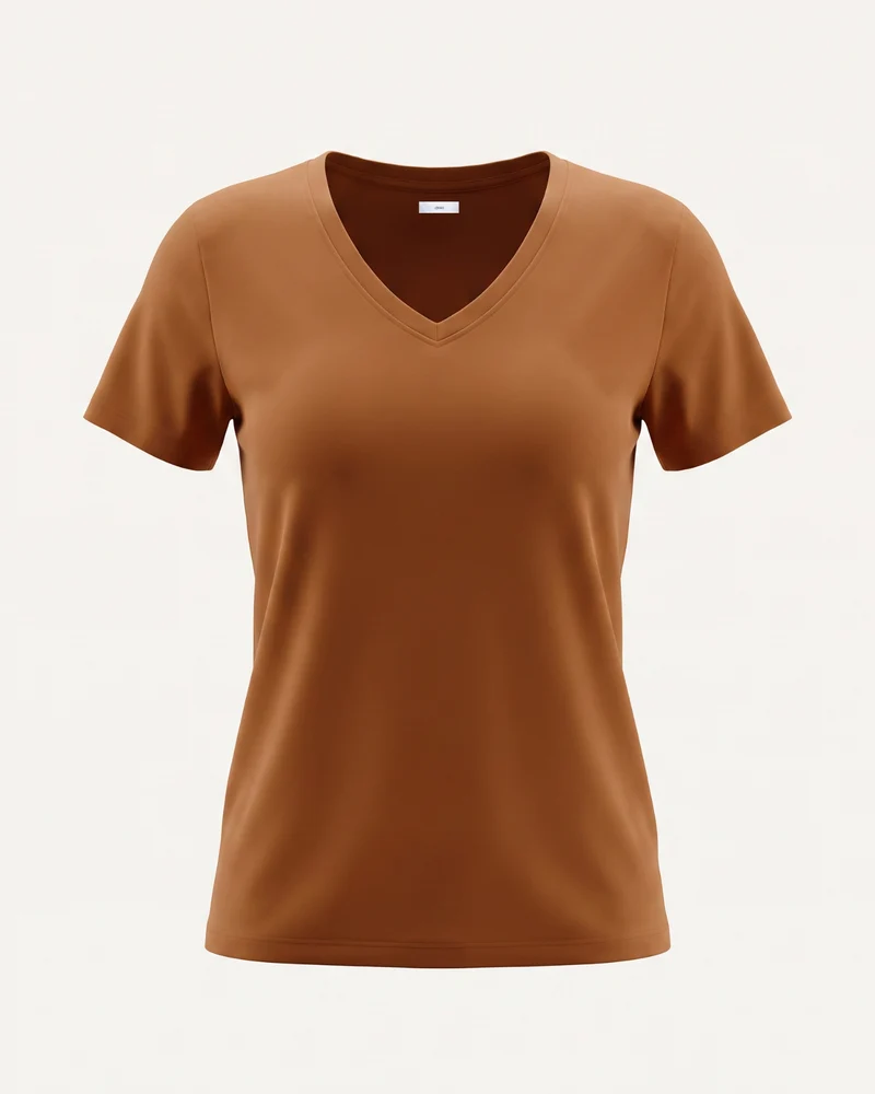High-end Mercerized Cotton Woman V- Neck T-Shirt