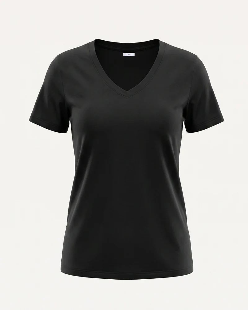 High-end Mercerized Cotton Woman V- Neck T-Shirt
