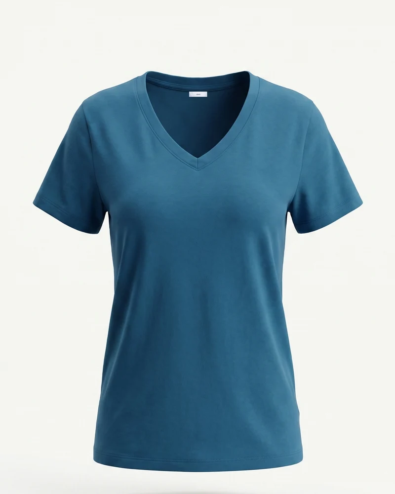 High-end Mercerized Cotton Woman V- Neck T-Shirt