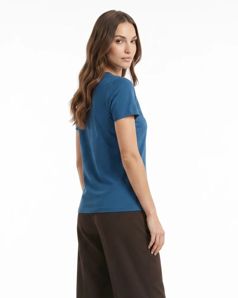 High-end Mercerized Cotton Woman V- Neck T-Shirt