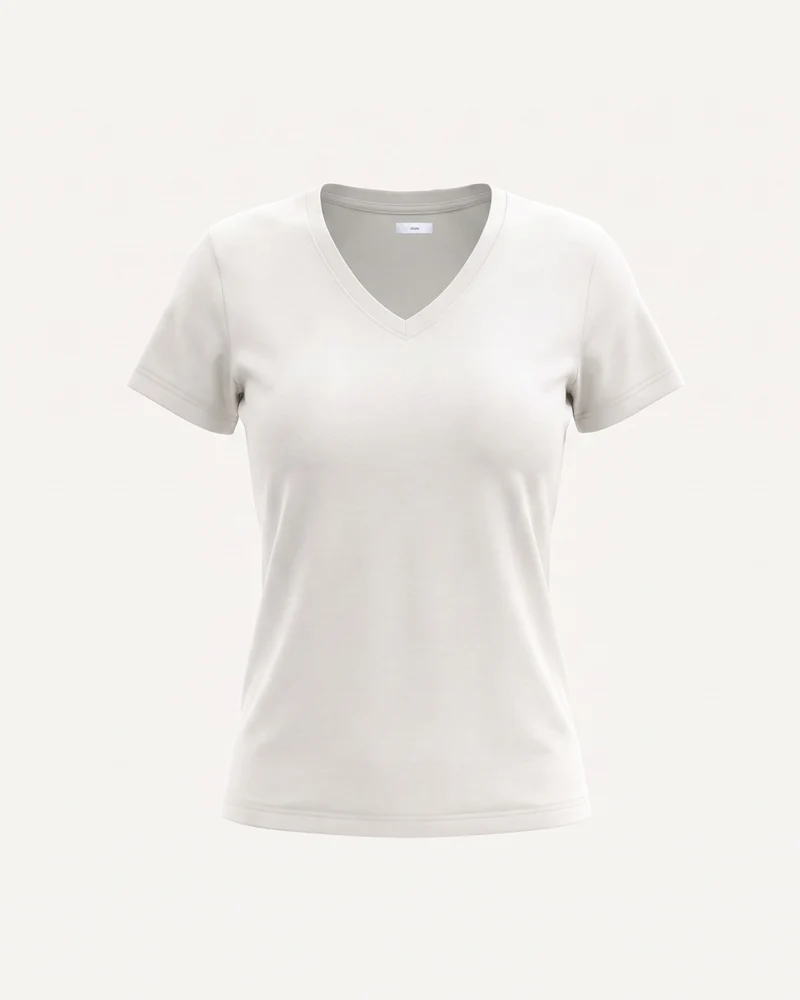 High-end Mercerized Cotton Woman V- Neck T-Shirt
