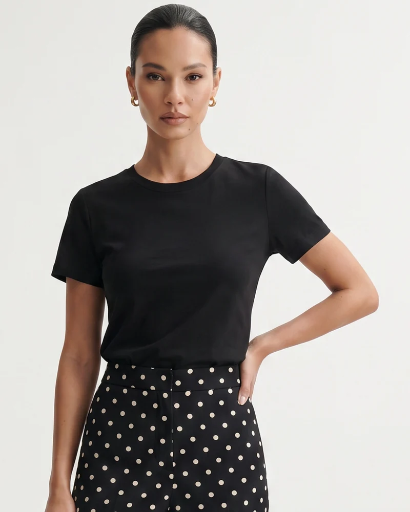 High-end Mercerized Cotton Woman Round Neck T-Shirt