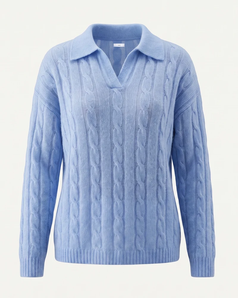 Dina Cashmere & Mulberry Silk Long Sleeve Polo Oversized