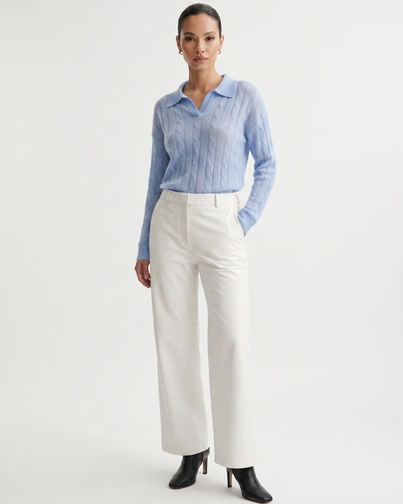 Dina Cashmere & Mulberry Silk Long Sleeve Polo Oversized