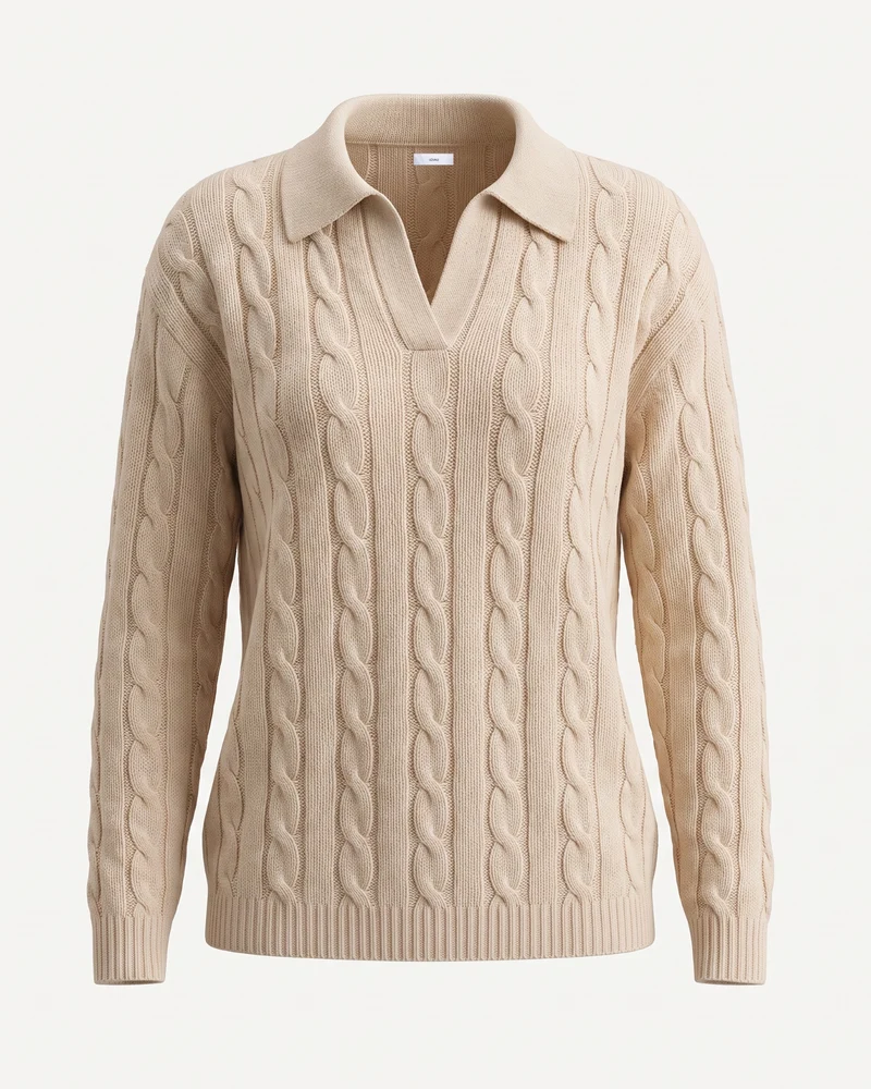 Dina Cashmere & Mulberry Silk Long Sleeve Polo Oversized